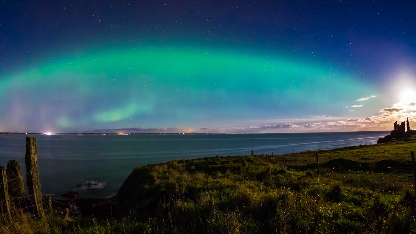 Northern Lights over Castle Sinclair Girnigoe